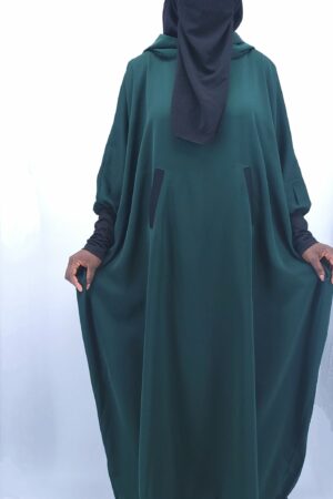 Abaya young-integrerad hijab och huva. Grön