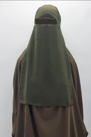 Singel-Layer Niqab med eller utan nässtring. Kaki